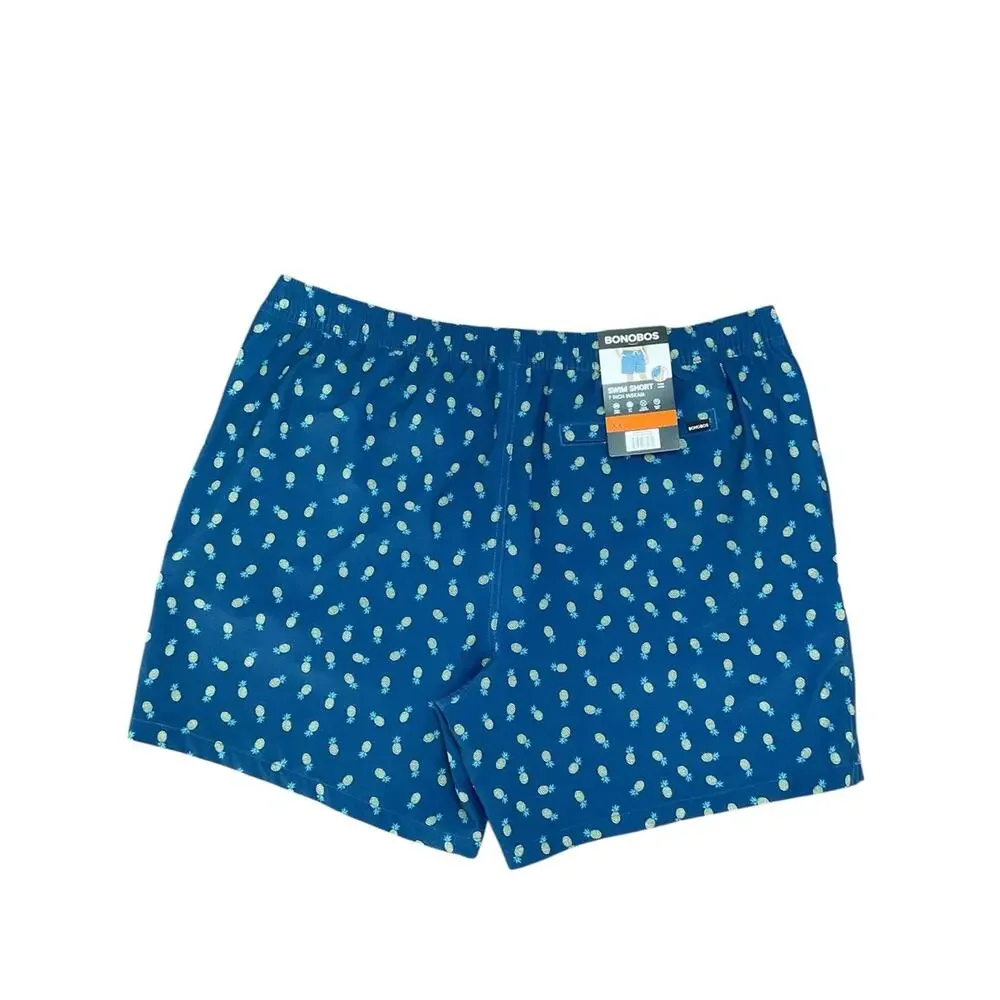 Bonobos Mens Swim Lined Shorts Blue Pineapples UPF 50+ Pockets Size XXL NWT